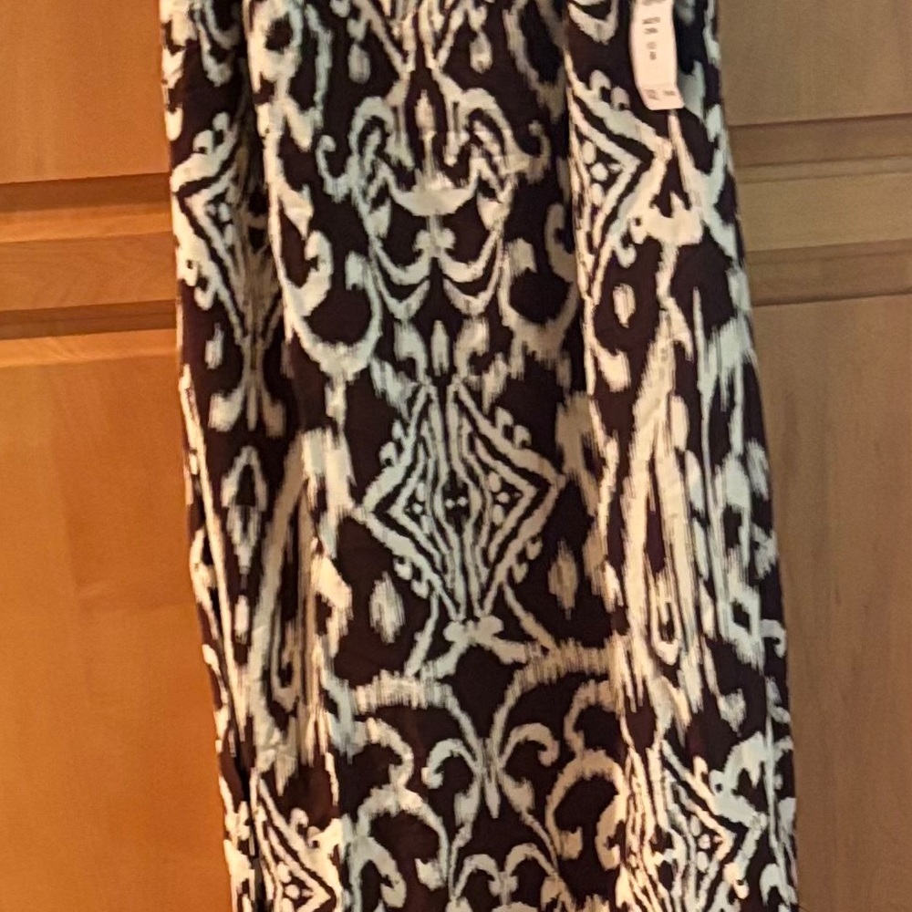MSK dress NWT Woman’s maxi 100% rayon Java, java209 Brn/cream red border bottom - Picture 8 of 9